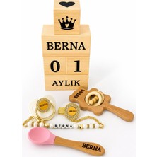 Shopfocus Kişiye Özel Isimli-Emzik 0-18 Ay Kullanıma Uygun-Emzik Askısı Emzik Zinciri-Bebek Çıngırak-Bebek Çocuk Mama Yemek Kaşığı-Bebek Anı KÜPÜ-%100 Ahşap Doğal Organik-Hedyelik-Yeni Doğan