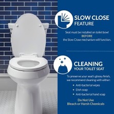 1880SLOW 000 Caswell Klozet Kapağı Yavaşça Kapanacak ve Asla Gevşemez, Uzatılmış, Uzun Ömürlü Plastik, Beyaz, 1'li Paket
