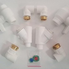 Kombi Alt Bağlantı Seti, 8'li Dirsekli, Plastik Küresel Vana, Tesisat Bağlantı Parçası, Kombi Montajı Için