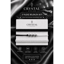 Crystal Atelier Siyah Beyaz 3 Yıldızlı Taraftar Bileklik Seti El Yapımı Ayarlanabilir Makrome Unisex Şampiyon Bileklik Seti