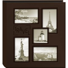 Albums Kolaj Çerçevesi Kabartmalı Seyahat Dikişli Deri Kapak Fotoğraf Albümü, Kahverengi, 30 x 40 cm