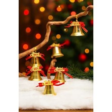 9 Adet Lüx Kırmızı Kurdelalı Yılbaşı Merry Christmas Çan Süs 5cm Yılbaşı Ağacı Süsleri Süsleri