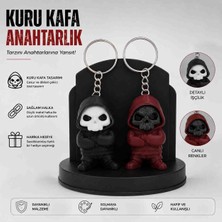 10’lu Kuru Kafa Anahtarlık Seti – 3D Baskı Skull Figürlü Anahtarlık – Siyah & Kırmızı Tasarım