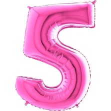 BenimMarifetlerim 5 Rakamı Pembe Folyo Balon 40 Inch 90 cm