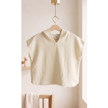 Snowed Store %100 Organik Pamuk Müslin Krem Renk Panço/kaftan/bornoz – Nefes Alan Yumuşak Doku