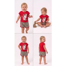 İkikareshop 1/4 Yaş Leopar Tavşan Baskılı Çocuk Takımı