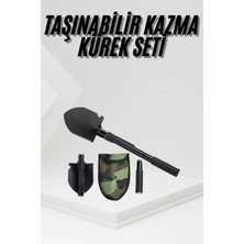 Epilons Katlanır Portatif Kazma Kürek Seti Portatif Çelik Taşıma Çantalı Pusulalı