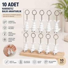 10 Adet Hareketli Balık Anahtarlık – 3D Baskı Sevimli Balık Figürlü Anahtarlık Seti