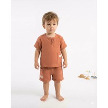 İkikareshop 6/24 Ay Ip Yakalı Müslin Kumaş Bebek Takımı