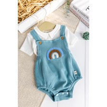 Babymod Gök Kuşaklı 100% Pamuk Erkek Bebek Salopet Yazlık Tulum