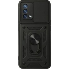 Senson Oppo A74 4g Kılıf Pars Lens Yüzüklü Silikon - Siyah