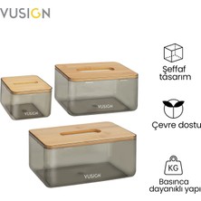 Vusign Vusıgn Bambu Ahşap Kapaklı Kağıt Mendil Kutusu
