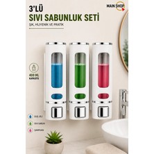 MAİN SHOP Duvara Monte Manuel Sabunluk Sıvı Lavabo Sabunluk El Sabunu 3 Adet Beyaz Renk