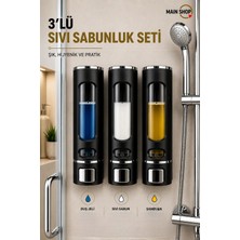 MAİN SHOP 3 Adet Siyah 400 ml El Dezenfektanı Sabunluk Manuel Şampuan Sıvı Tutucu Banyo Mutfak Lavabo Oteller