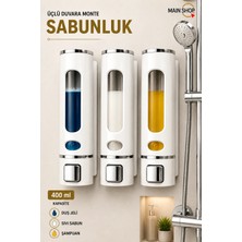 MAİN SHOP 3 Adet  Sıvı Sabunluk 400 ml Duvara Monte Duş Sabun Şampuan Dispenseri Mutfak Banyo Sabunluğu