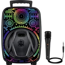 Sepetink 8 Inç Taşınabilir Karaoke Hoparlör Mikrofonlu Rgb Işıklı Bluetooth Speaker