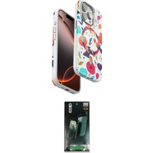 Apple Uyumlu iPhone 15 Pro Max Kılıf Siluet Doku Ikili Koruma Seti