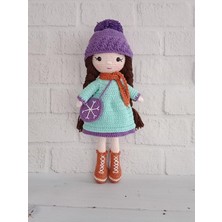 Mint Elbiseli Nilda Bebek Amigurumi Organik Oyuncak