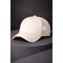 Unisex Fileli Şapka Krem – Yazlık Nefes Alabilir Trucker Cap