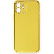 LTG Nova Iphone 12 Kılıf Coco Deri Silikon Kapak - Sarı