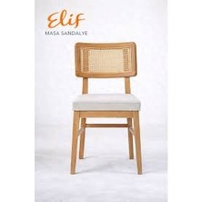 Elif Sandalye Soho Sandalye | Modern Tasarım Hasır Detaylı Konforlu Oturum Ahşap Ayak Yemek Sandalyesi