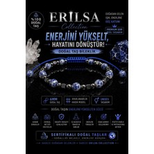 Erilsa Sertifikalı Sodalit Terahertz Doğal Taş Bileklik 6 mm Ayarlanabilir Unisex Premium Model