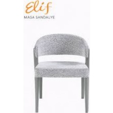 Elif Sandalye Vera Sandalye | Dokulu Kumaş Kaplama Modern Tasarım Ahşap Ayaklı Yemek Sandalyesi