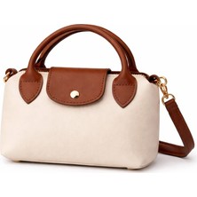 Elan Collection Kadın Çanta Minimalist Tasarım Mıknatıs Kapama El ve Omuz Çantası Bej/taba