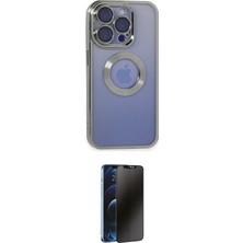 Nuveden Ieg™ Iphone 15 Pro Max Kılıf Pusula Form - Siyah 3D Antistatik Hayalet Cam Ekran Koruyucu