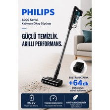 Philips LED Aydınlatmalı Kablosuz Dikey Süpürge, Güçlü Emiş, Turbo Başlık, 64 Dakika Kullanım Süresi ve El Süpürgesi Dönüşümüyle Günlük Temizlik Için Ideal Çözüm