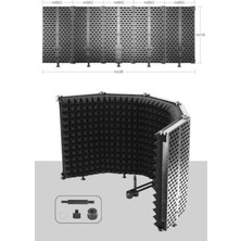 Esranın Dünyası Midex Pf-43 Mikrofon Ses Yalıtım Izolasyon Paneli 5 Bölümlü Ayaklı (69X26 Cm)