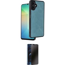 Nuveden Ieg™ Galaxy A06 Kılıf Kıvılcım Işık Serisi - Siyah 3D Antistatik Hayalet Cam Ekran Koruyuc