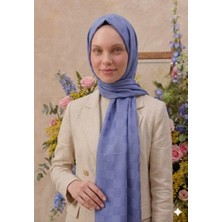 Revam Collection Dama Desen Ipeksi Jakar Şal Mavi