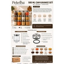 Pelenna 12 Adet 580 Ml. Vakumlu Metal Kapaklı Cam Erzak Kavanoz Baharatlık,şekerlik
