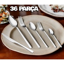 Gül Çelik Home 36 Parça 6 Kişilik Düz Çatal Kaşık Bıçak Seti 18/10