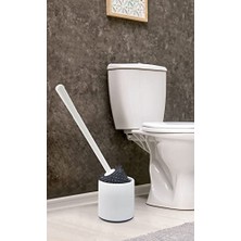 Esranın Dünyası Silikon Wc Tuvalet Banyo Fırçası Klozet Fırçası Beyaz-Gri Oval