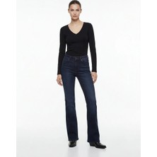 Ltb Noelıa ORIYA Kadın Yüksek Bel Mid Indigo Jean Pantolon %98 Organik Pamuk Normal Kesim