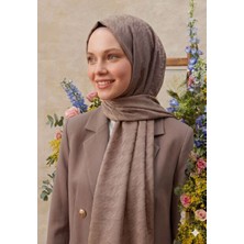 Revam Collection Kazayağı Desen Ipeksi Jakar Şal Vizon Renk