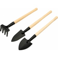 Microcase Ahşap Saplı Mini 3'lü Saksı Bahçe Toprak Tırmık Kürek Seti - AL4680