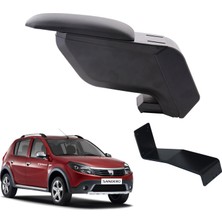 3 Tıkla Dacia Sandero Stepway 2012 Delmesiz Çelik Ayaklı Siyah Kolçak Kol Dayama
