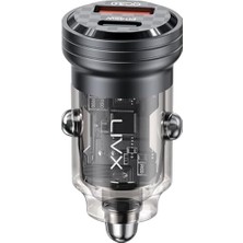 Esranın Dünyası Livx Transparent 45W Pd/qc Type C ve USB Çıkış Ultra Hızlı Mini Araç Şarj Cihazı L35