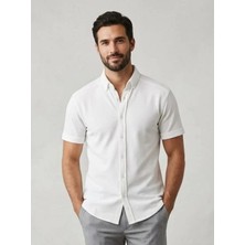 Erkek Jakarlı Regular Fit Kısa Kollu Gömlek