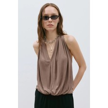 Suud Collection Sütlü Kahve Nina Dökümlü Halter Top