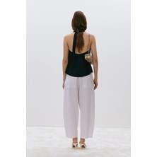 Suud Collection Siyah Marty Halter Yaka Poplin Bluz
