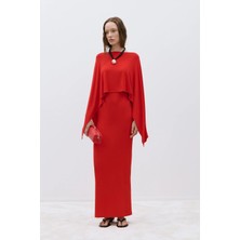 Suud Collection Kırmızı Rae Penye Pelerin