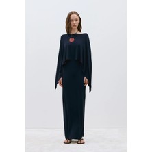 Suud Collection Lacivert Rae Penye Pelerin