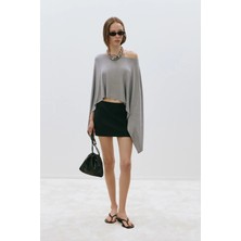 Suud Collection Gri Rae Penye Pelerin