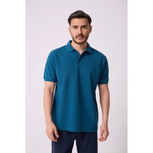 Defy's Erkek Polo Yaka Kısa Kollu Regular Fit Basic Tişört Petrol
