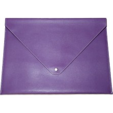 2K A4 Lila Suni Deri Zarf Çıtçıtlı Dosya 25,5 x 33,5 cm Kaliteli Saraciye İşçiliği