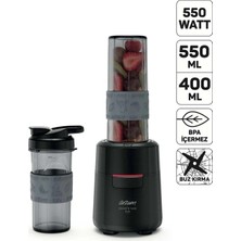 Arzum AR1192 Shake'n Take Duo Kişisel Blender 550W, 550 ml Taşınabilir Şişe, Buz Kırma Özellikli, Siyah